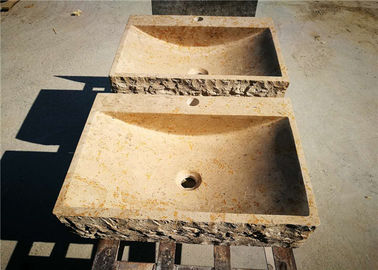 Porcellana Contro bacino di marmo quadrato, lavandini di cucina di pietra naturali con il rubinetto del piedistallo fornitore