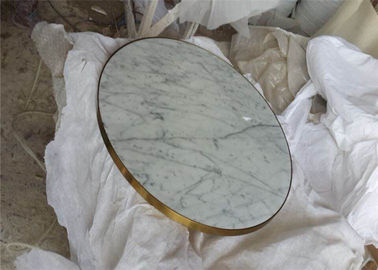 Porcellana Piano d'appoggio classico del marmo di Carrara, cima del tavolino da salotto con il bordo dorato fornitore
