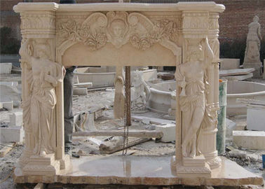 Porcellana Bordi con precisione scolpiti del camino di pietra, bordi di marmo beige del fuoco per i fuochi di gas fornitore