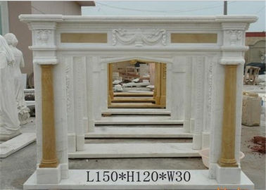Porcellana Bordi di marmo bianchi naturali del fuoco, marmo intorno a forma classica della colonna del camino fornitore